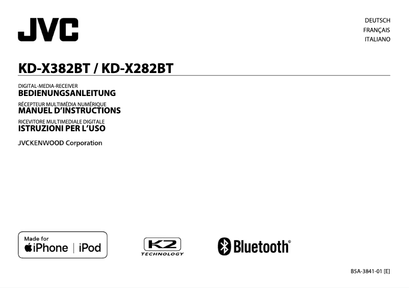 Page 1 de la notice Manuel utilisateur JVC KD-X282BT