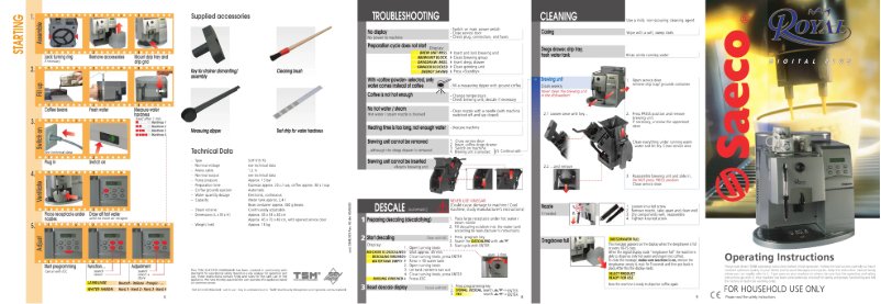 Image de la première page du manuel de l'appareil Saeco Royal Digital Plus SUP 015 RE