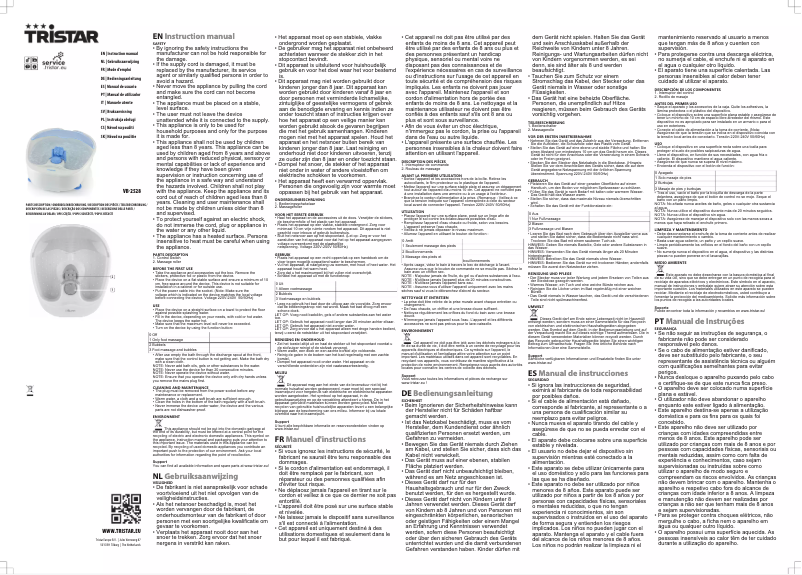 Page n°1 - Manuel utilisateur TriStar VB-2528