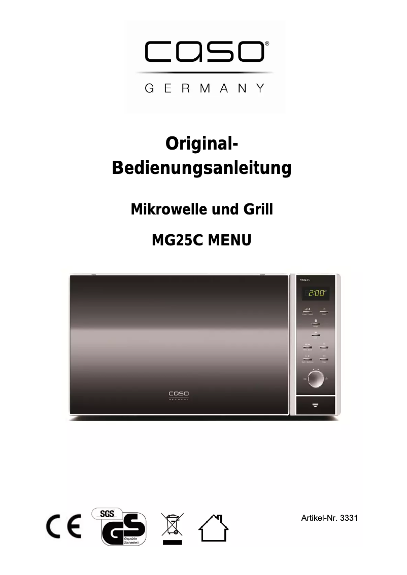 Página 1 del manual Manual de usuario Caso MG25C