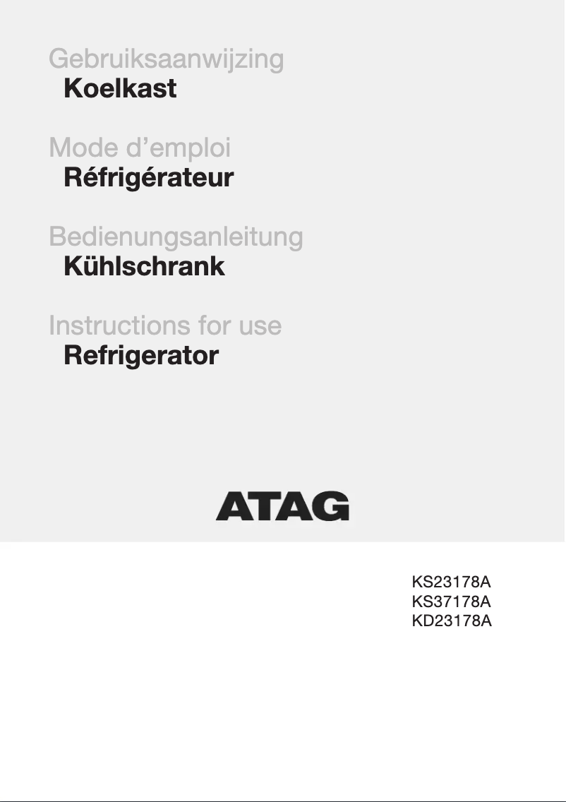 Page 1 de la notice Manuel utilisateur Atag KS37178A