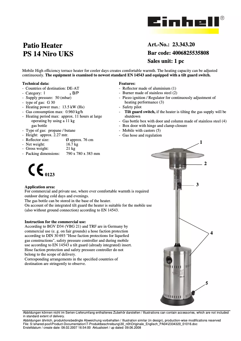 Page 1 de la notice Manuel utilisateur Einhell PS 14 Niro UKS