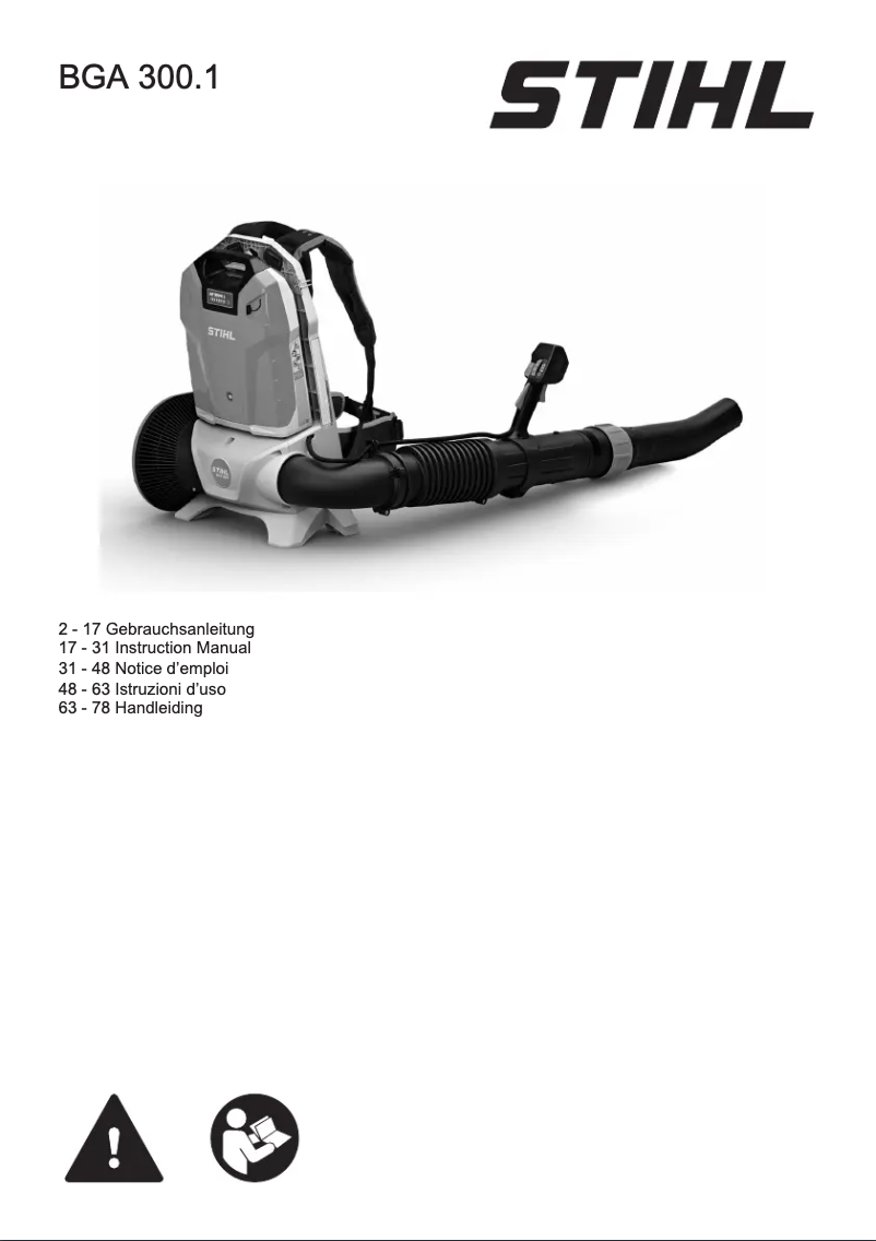 Page n°1 - Manuel utilisateur Stihl BGA 300.0