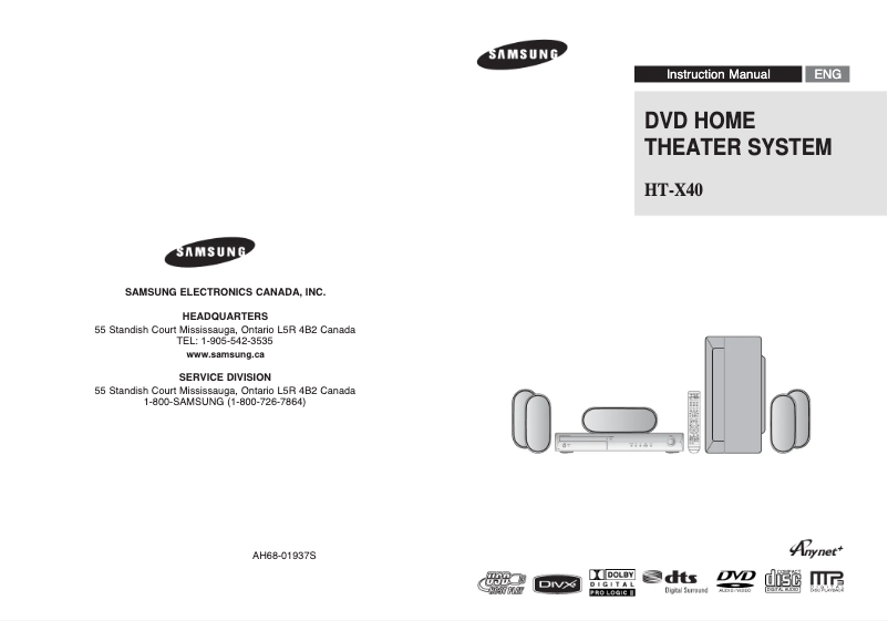 Page n°1 - Manuel utilisateur Samsung HT-X40