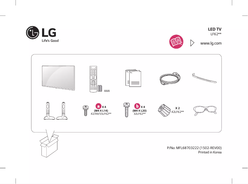 Page 1 de la notice Manuel utilisateur LG 42LF620T