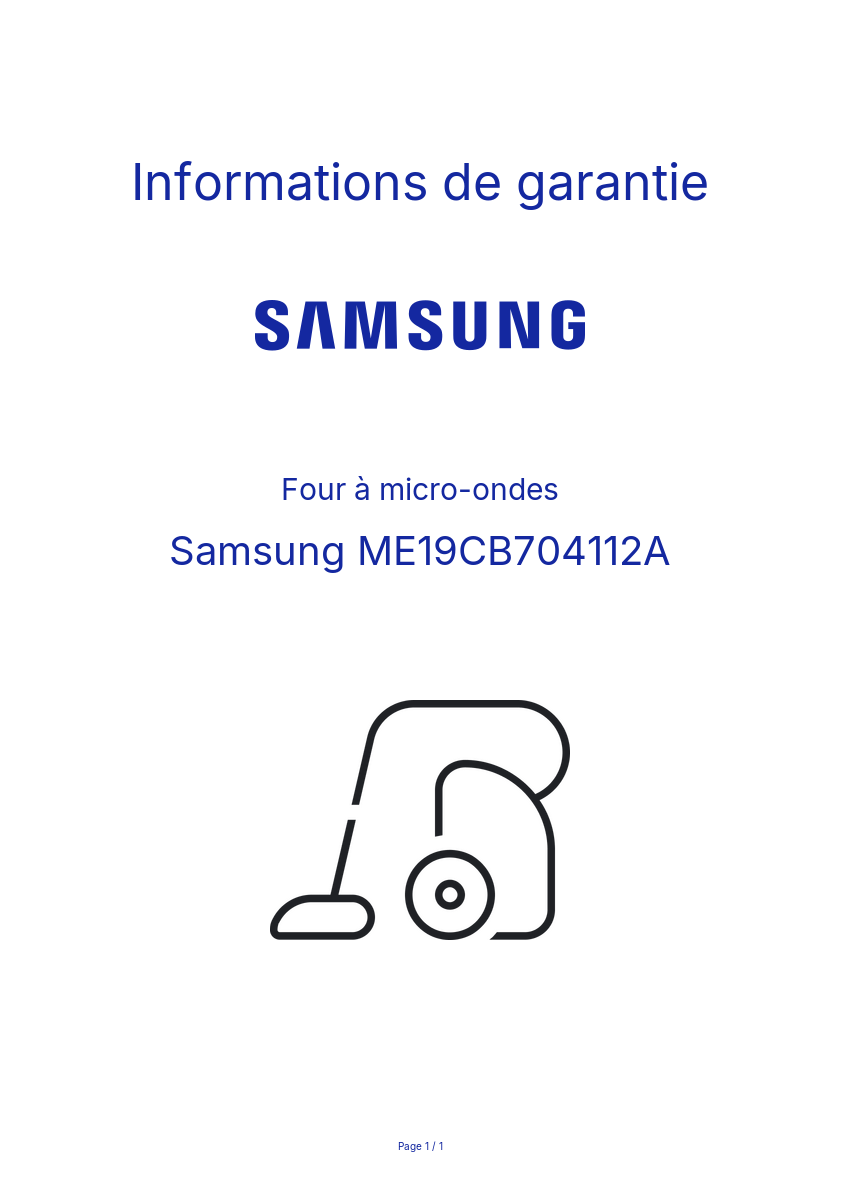 Image de la première page du manuel de l'appareil ME19CB704112A