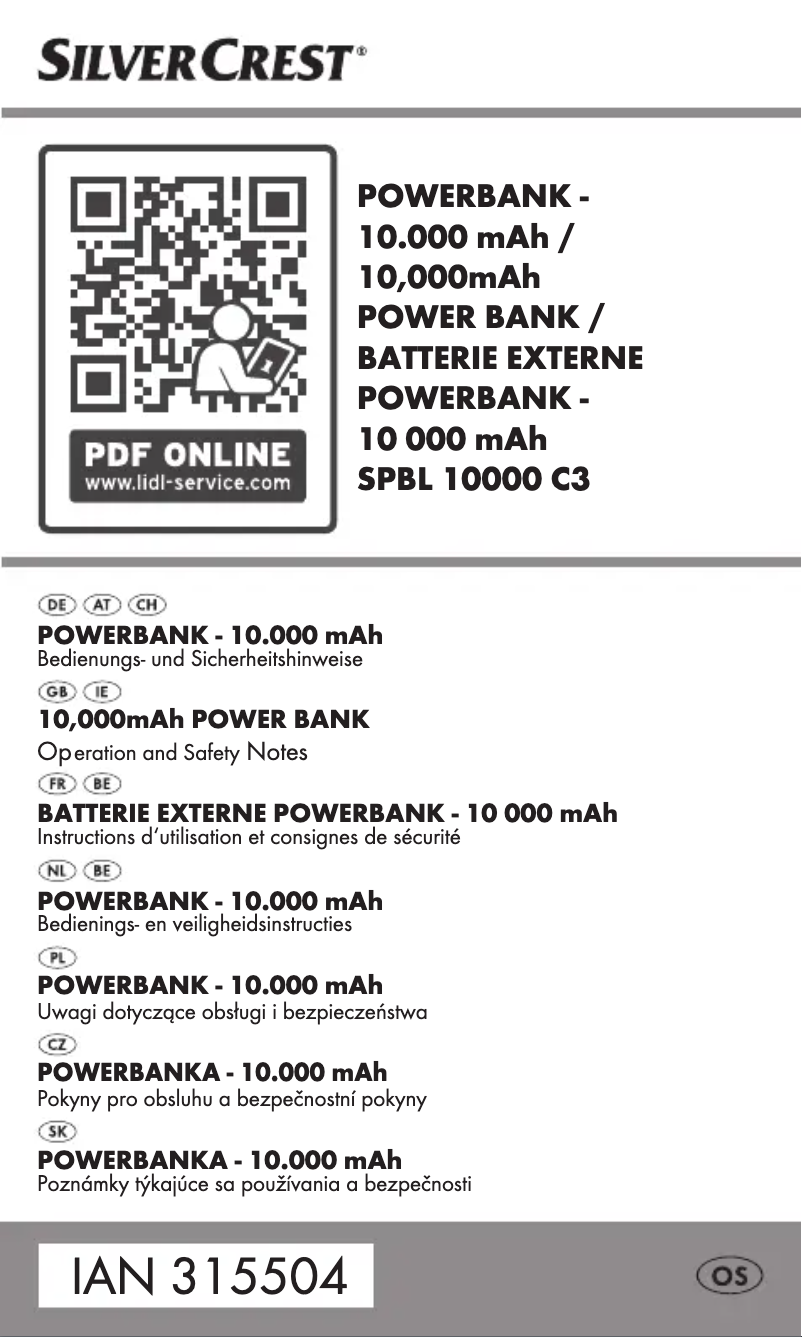 Page n°1 - Manuel utilisateur SilverCrest SPB 10000 A1