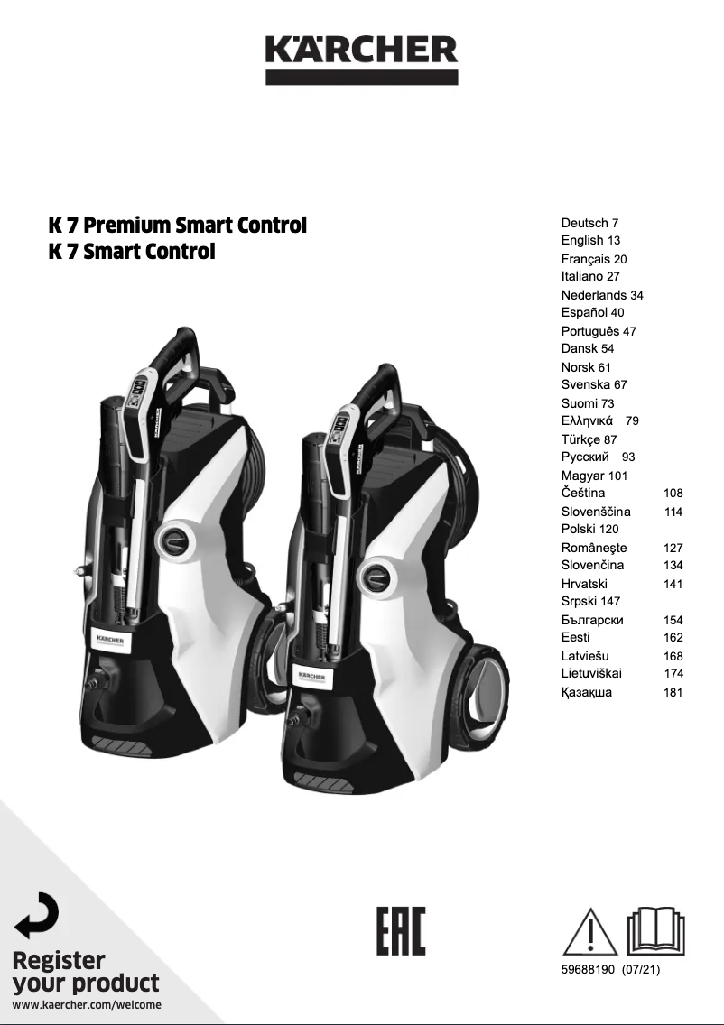 Page n°1 - Manuel utilisateur Kärcher K7 Smart Control