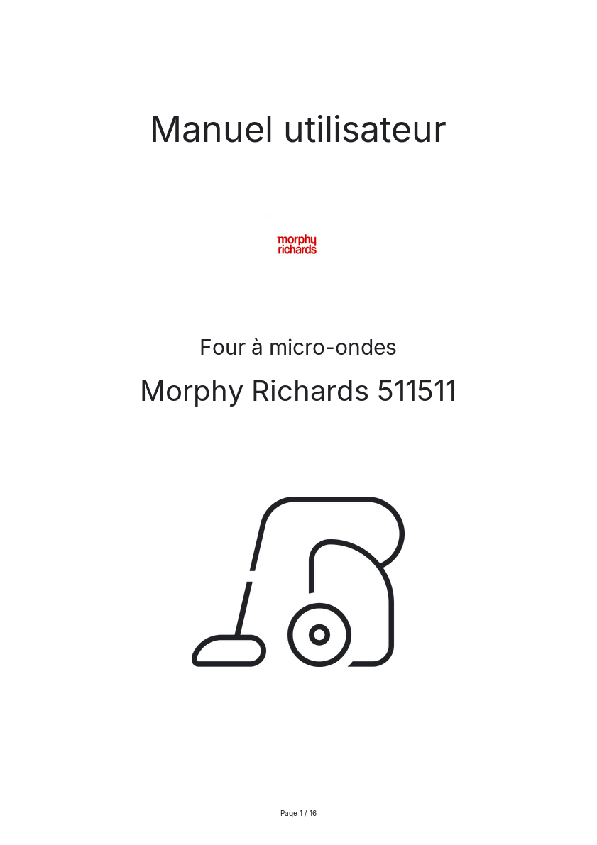 Page n°1 - Manuel utilisateur Morphy Richards 511511