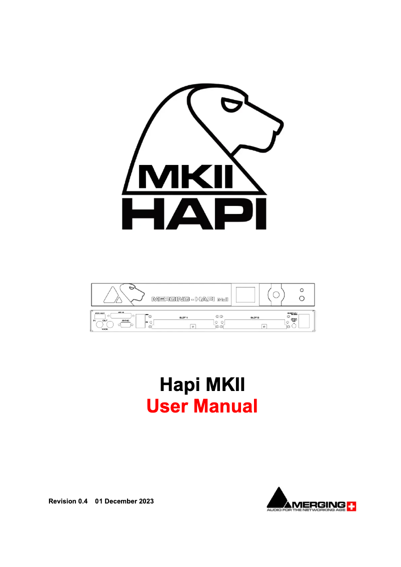 Image de la première page du manuel de l'appareil Hapi MKII