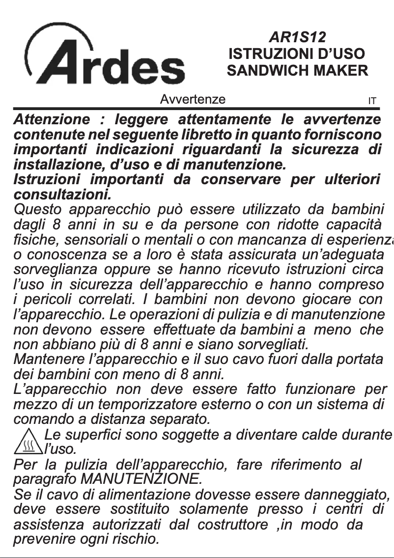 Página 1 del manual Manual de usuario Ardes AR1S12