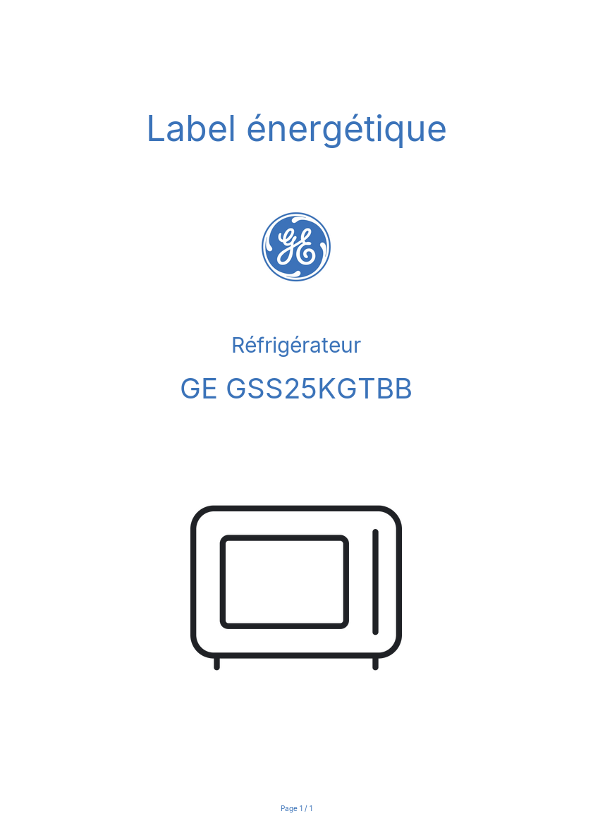Image de la première page du manuel de l'appareil GSS25KGTBB