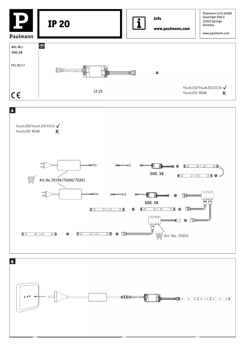 Page 1 de la notice Manuel utilisateur Paulmann 500.38