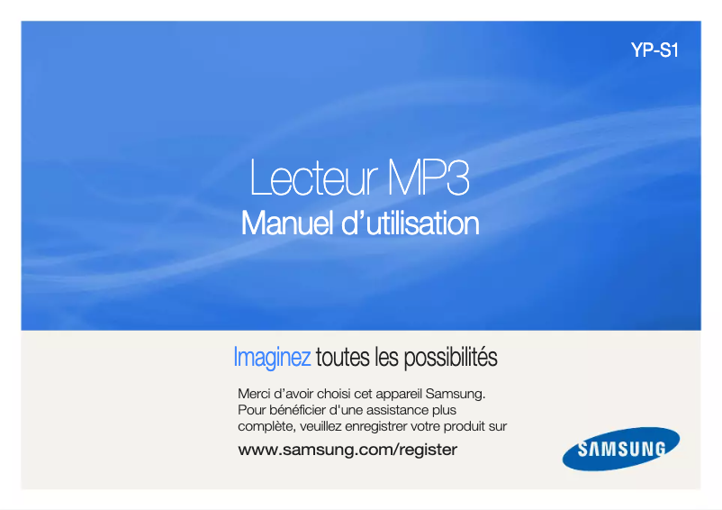 Page 1 de la notice Manuel utilisateur Samsung YP-S1QP