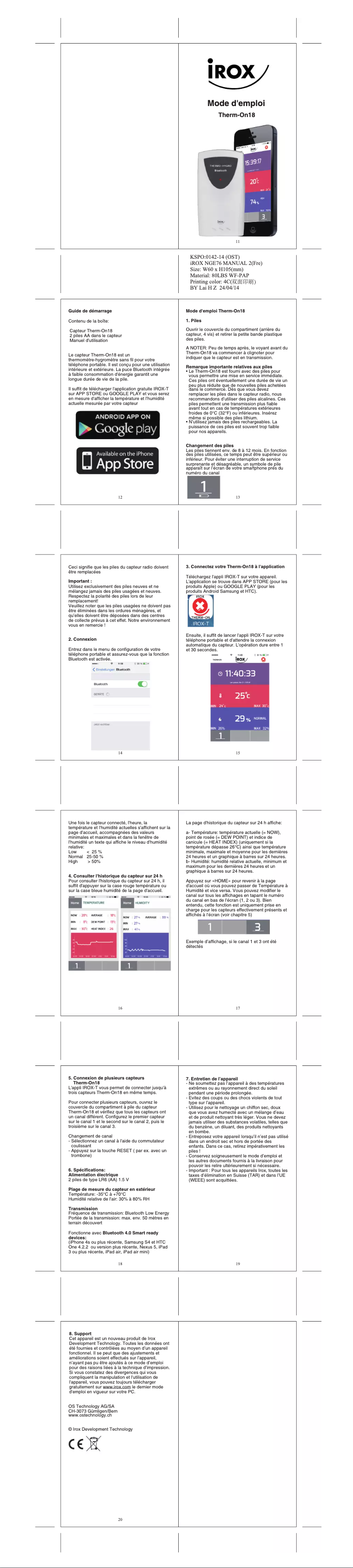 Page 1 de la notice Manuel utilisateur Irox THERM-ON18