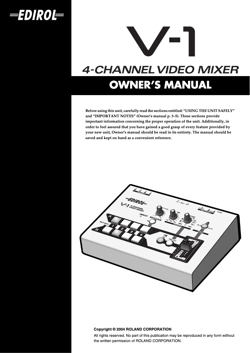 Page 1 de la notice Manuel utilisateur Roland V-1