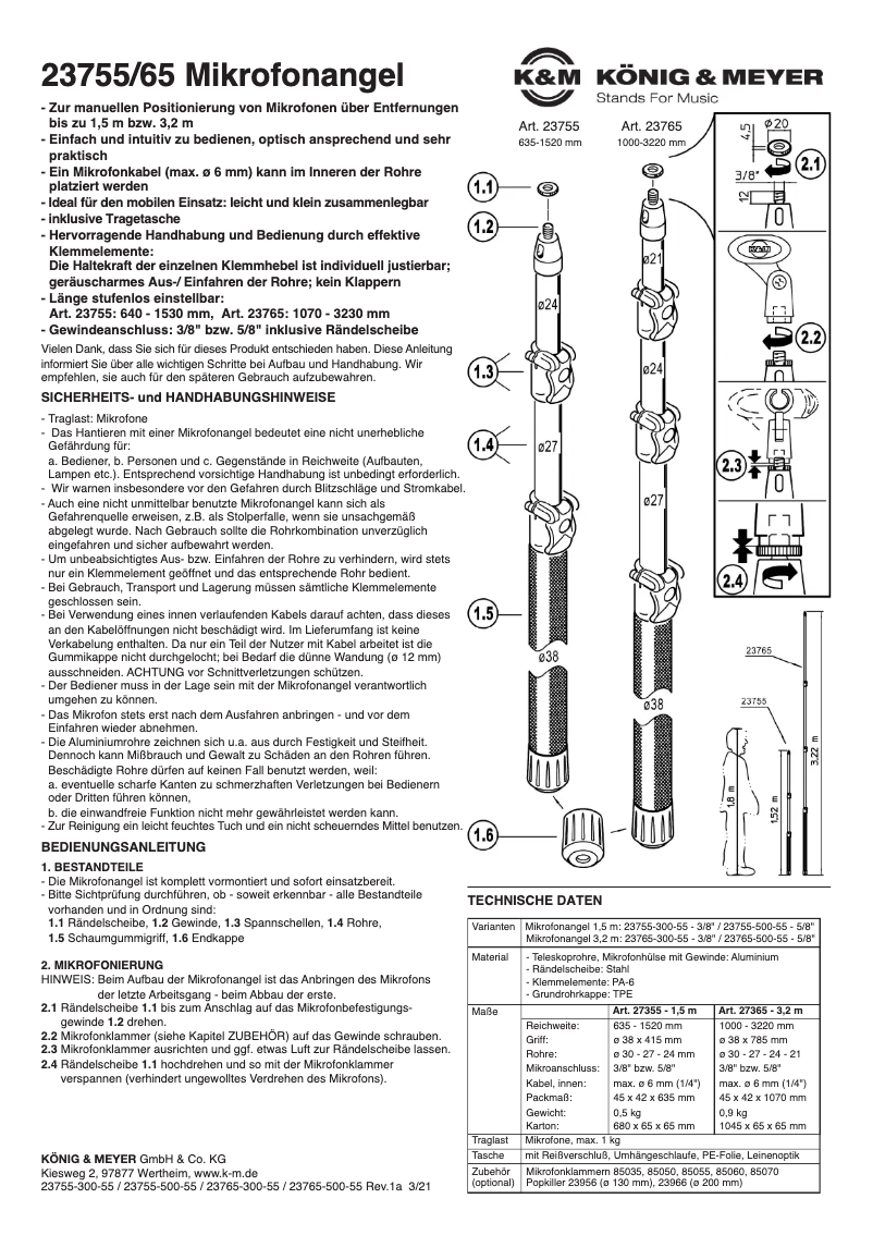 Page 1 de la notice Manuel utilisateur Konig & Meyer 23765