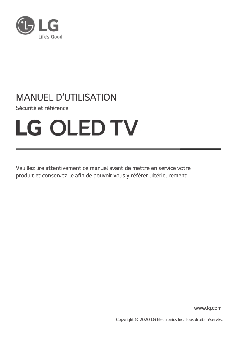 Page 1 de la notice Manuel utilisateur LG OLED77CX6LA