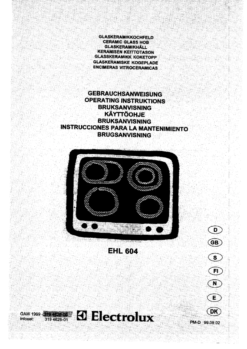 Page 1 de la notice Manuel utilisateur Electrolux EHL604K