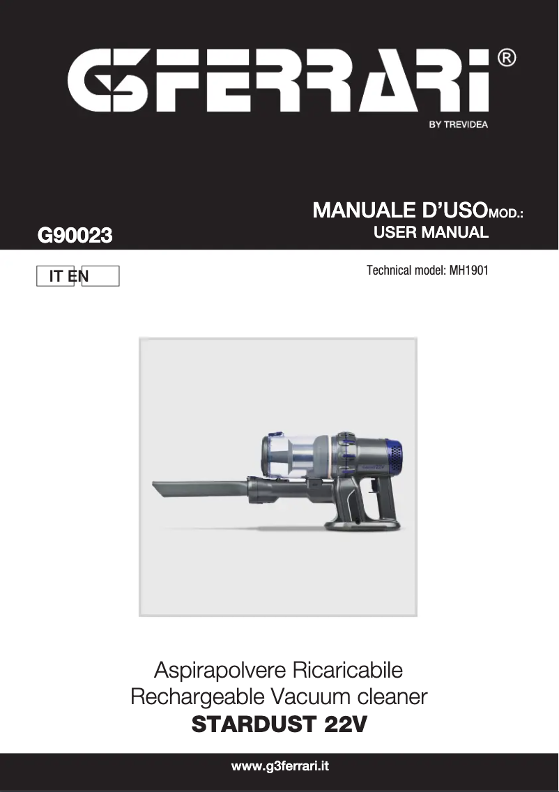 Image de la première page du manuel de l'appareil Stardust 22V G90023