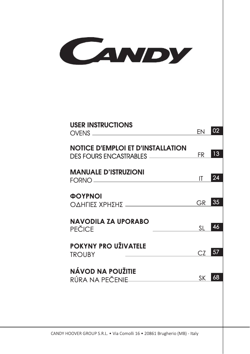 Page n°1 - Manuel utilisateur Candy FCNE825XL WIFI
