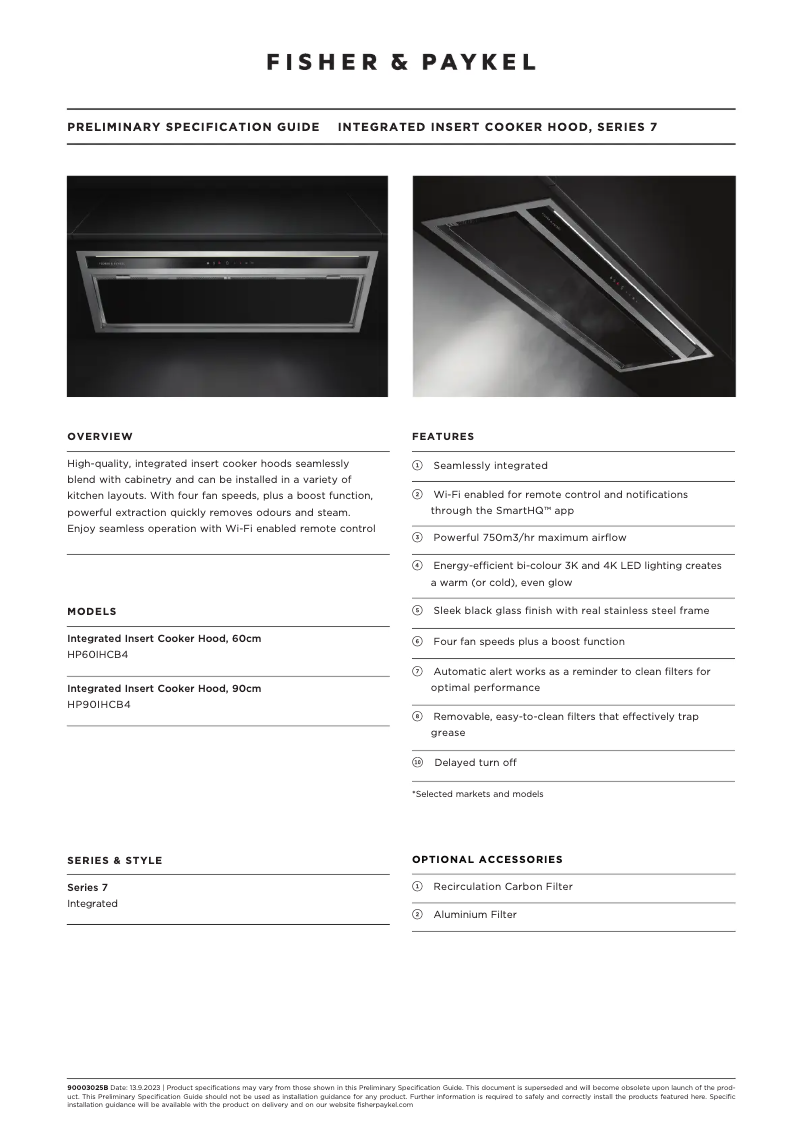 Page n°1 - Fiche technique Fisher & Paykel HP90IHCB4