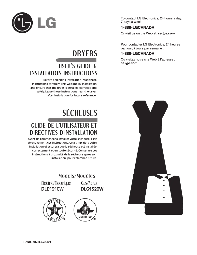 Page 1 de la notice Manuel utilisateur LG DLG1320W