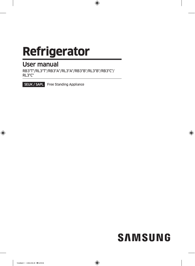 Page 1 de la notice Manuel utilisateur Samsung RB34T674ESA