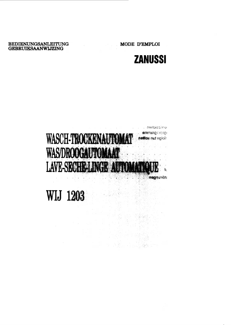 Page 1 de la notice Manuel utilisateur Zanussi WIJ 1203