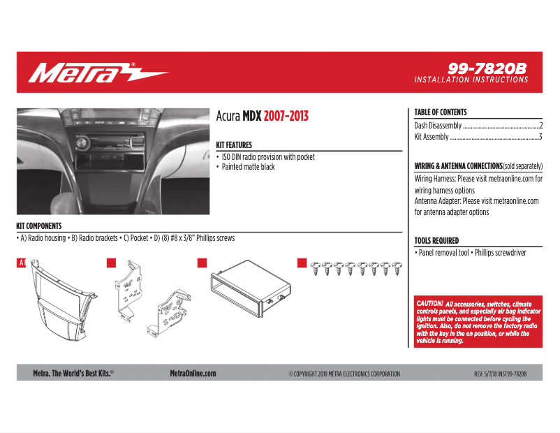 Page n°1 - Manuel utilisateur Metra 99-7820B