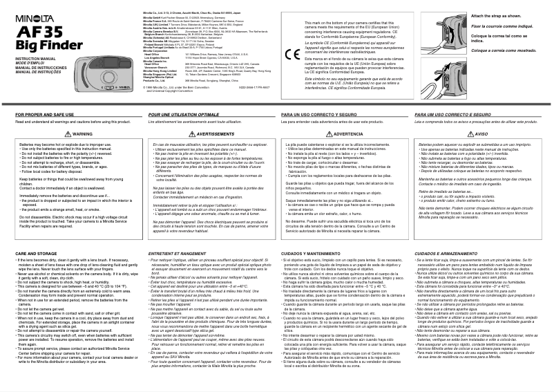 Image de la première page du manuel de l'appareil AF-35 Big Finder
