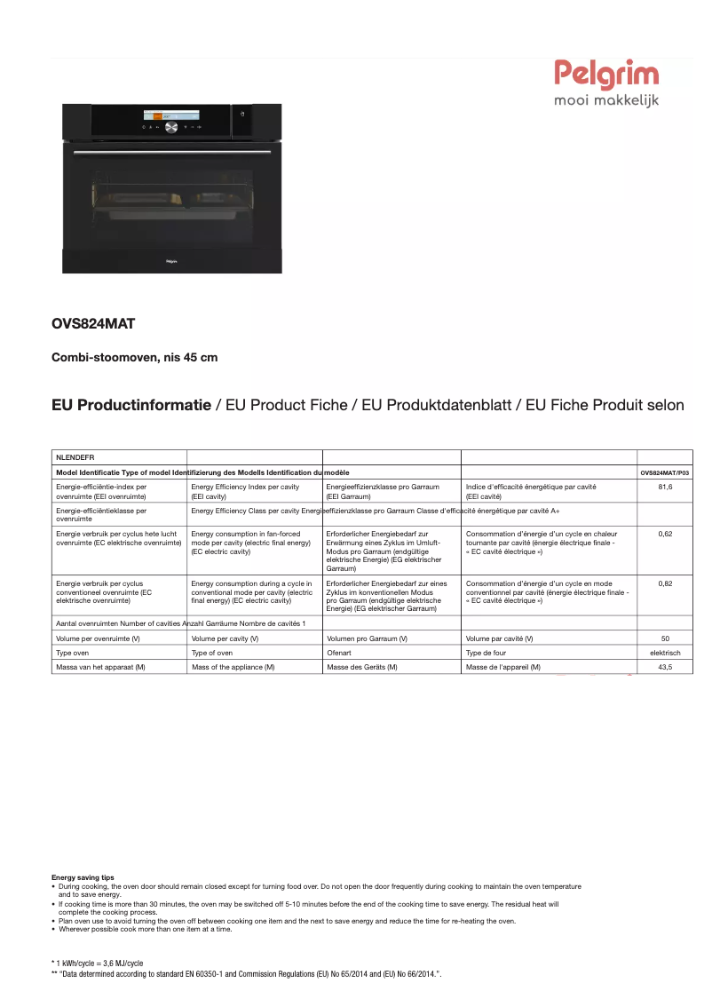 First page image of the manual for OVS824MAT