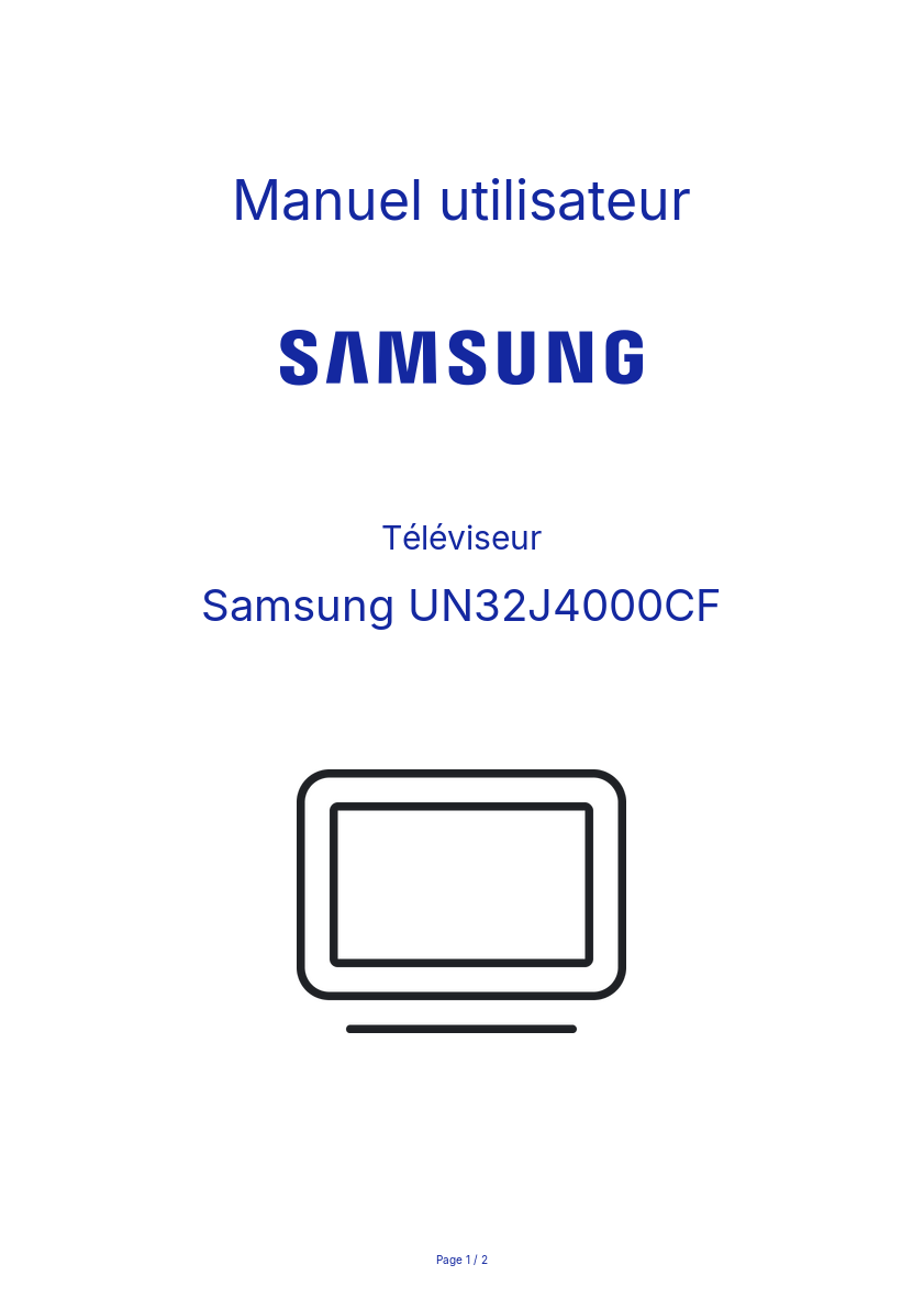 Image de la première page du manuel de l'appareil UN32J4000CF