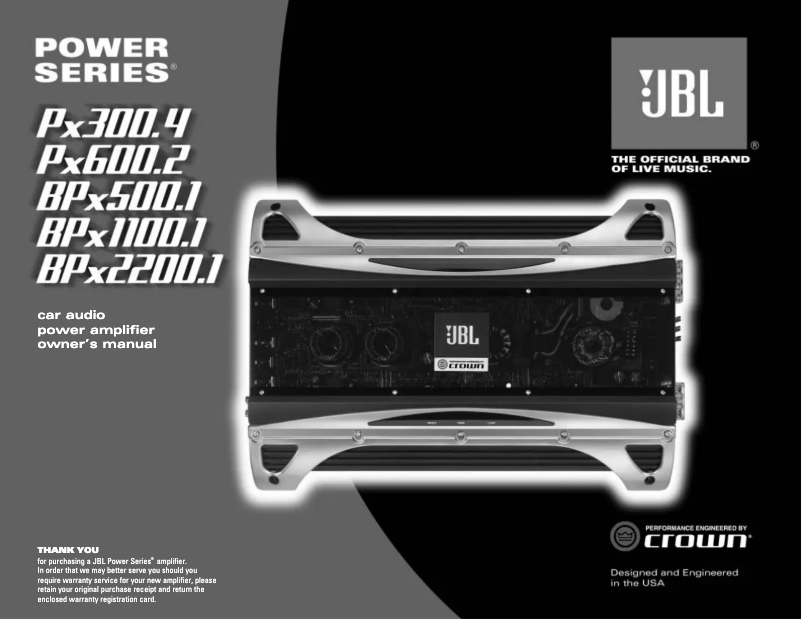 Page n°1 - Manuel utilisateur JBL Power BPx1100.1