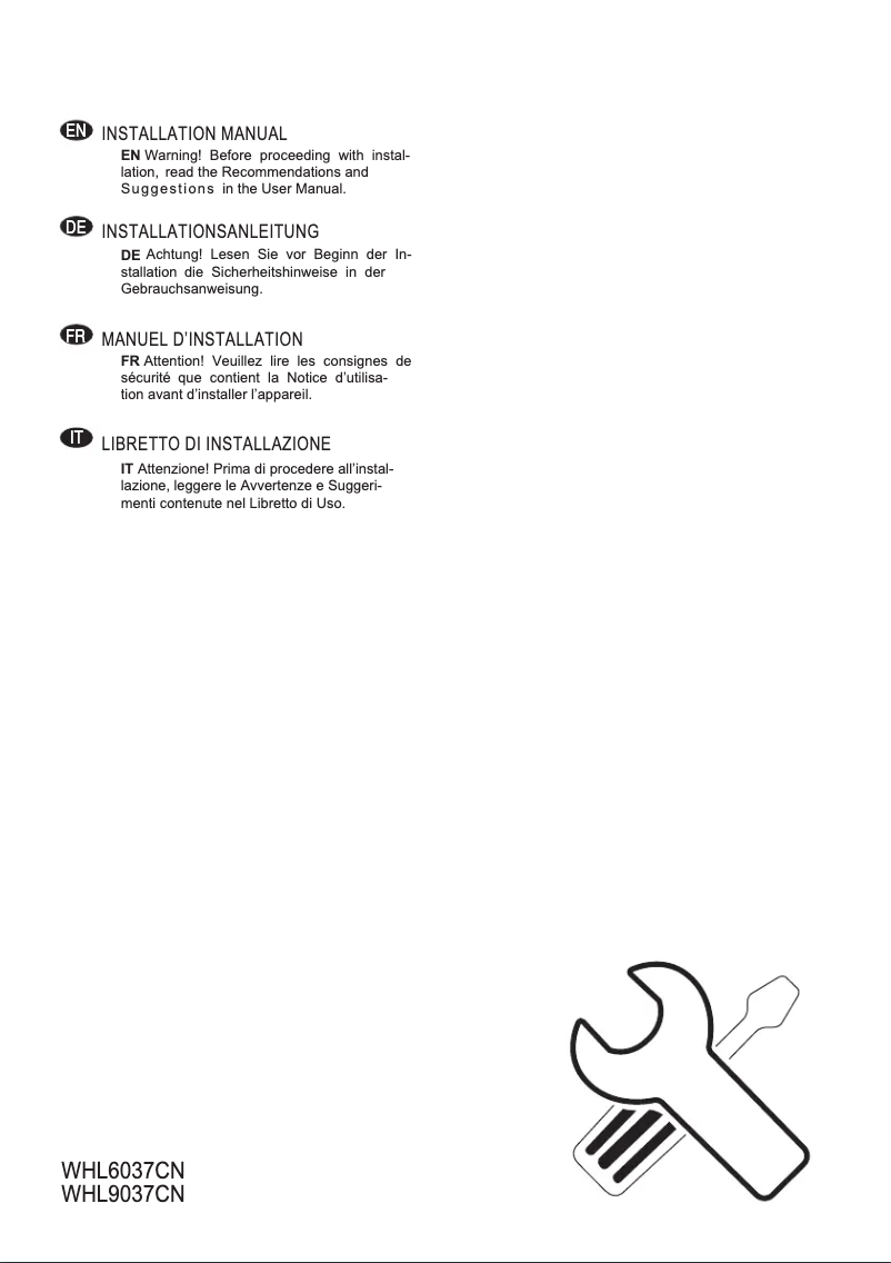 Página 1 del manual Guía de instalación Electrolux WHL6037CN