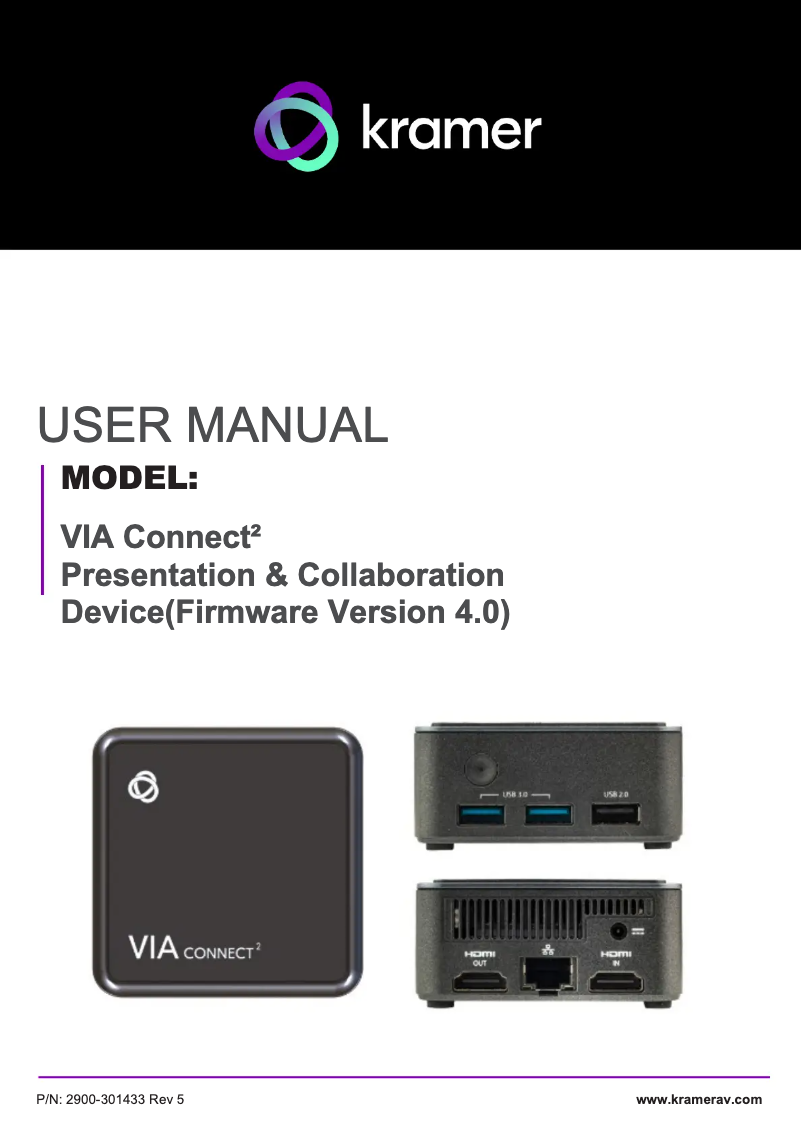 Page n°1 - Manuel utilisateur Kramer VIA Connect²