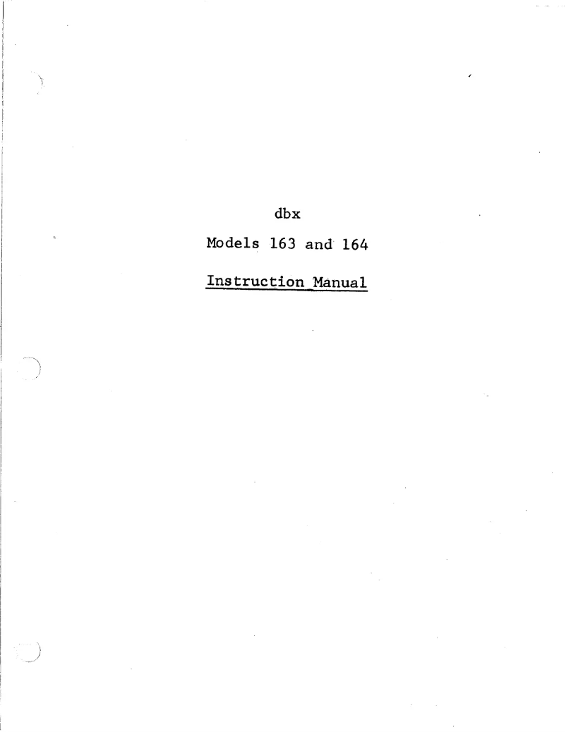Page n°1 - Manuel utilisateur DBX 163