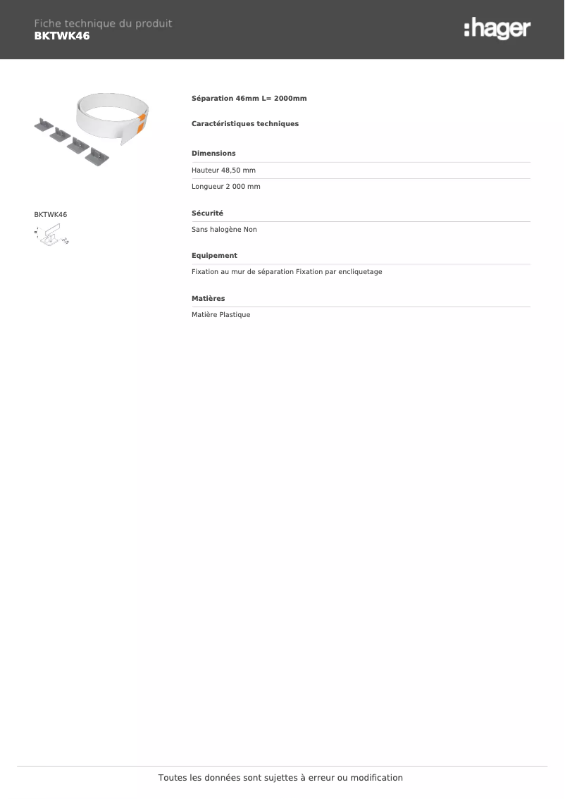 Image de la première page du manuel de l'appareil BKTWK46