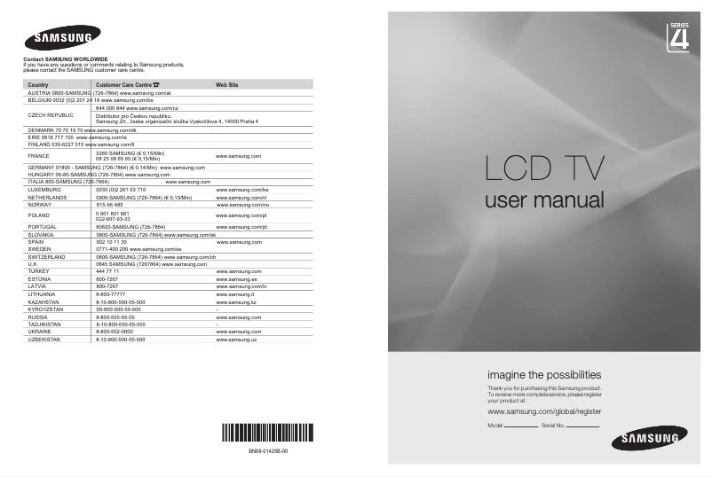 Image de la première page du manuel de l'appareil LE26A450C2