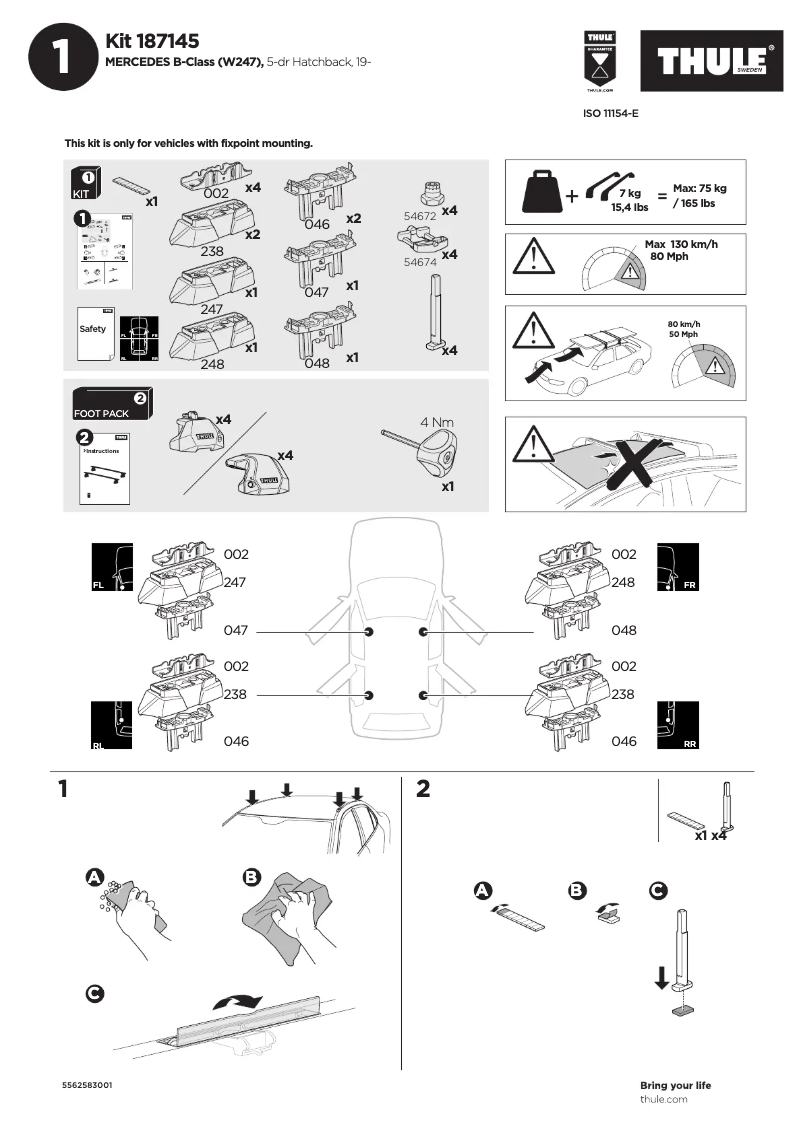 Page n°1 - Manuel utilisateur Thule Kit 187145