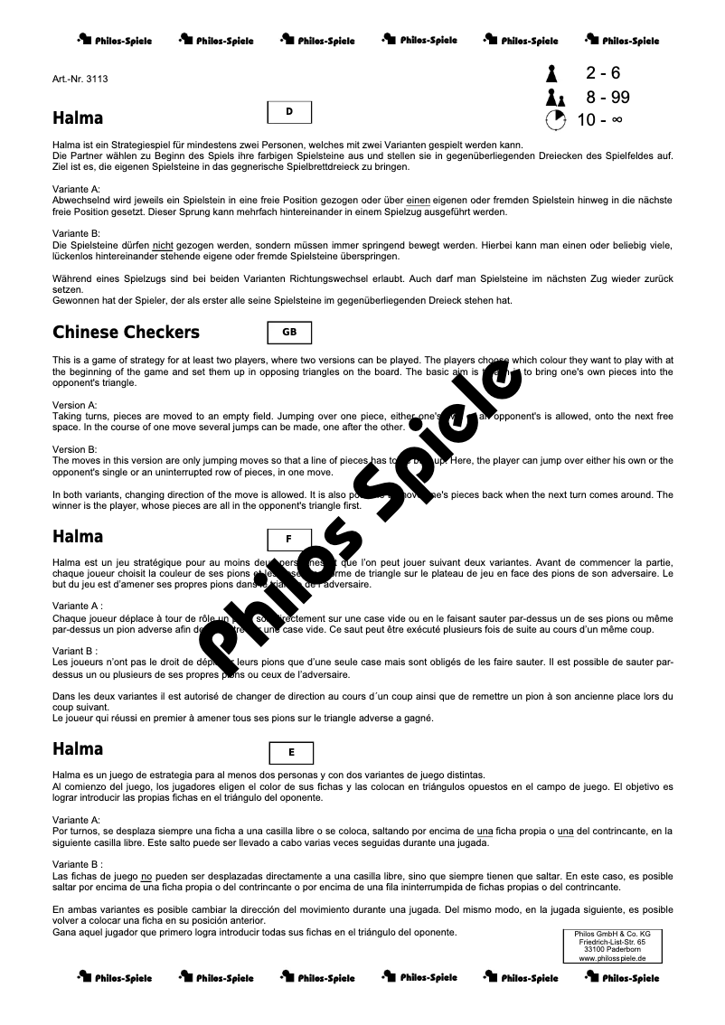 Page 1 de la notice Manuel utilisateur Philos Halma rund