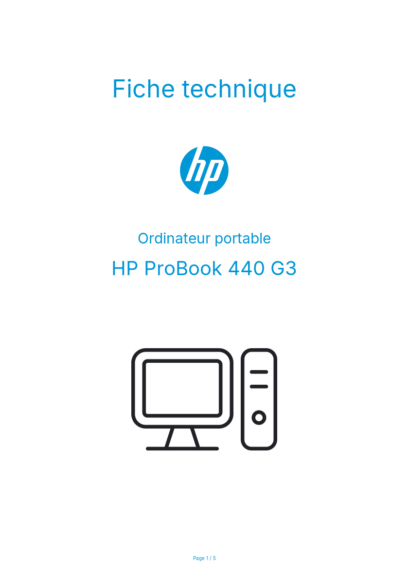Page n°1 - Fiche technique HP ProBook 440 G3
