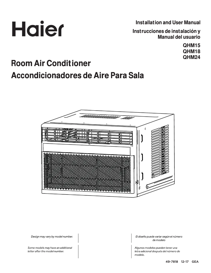Page 1 de la notice Manuel d'utilisation et d'entretien Haier QHM15