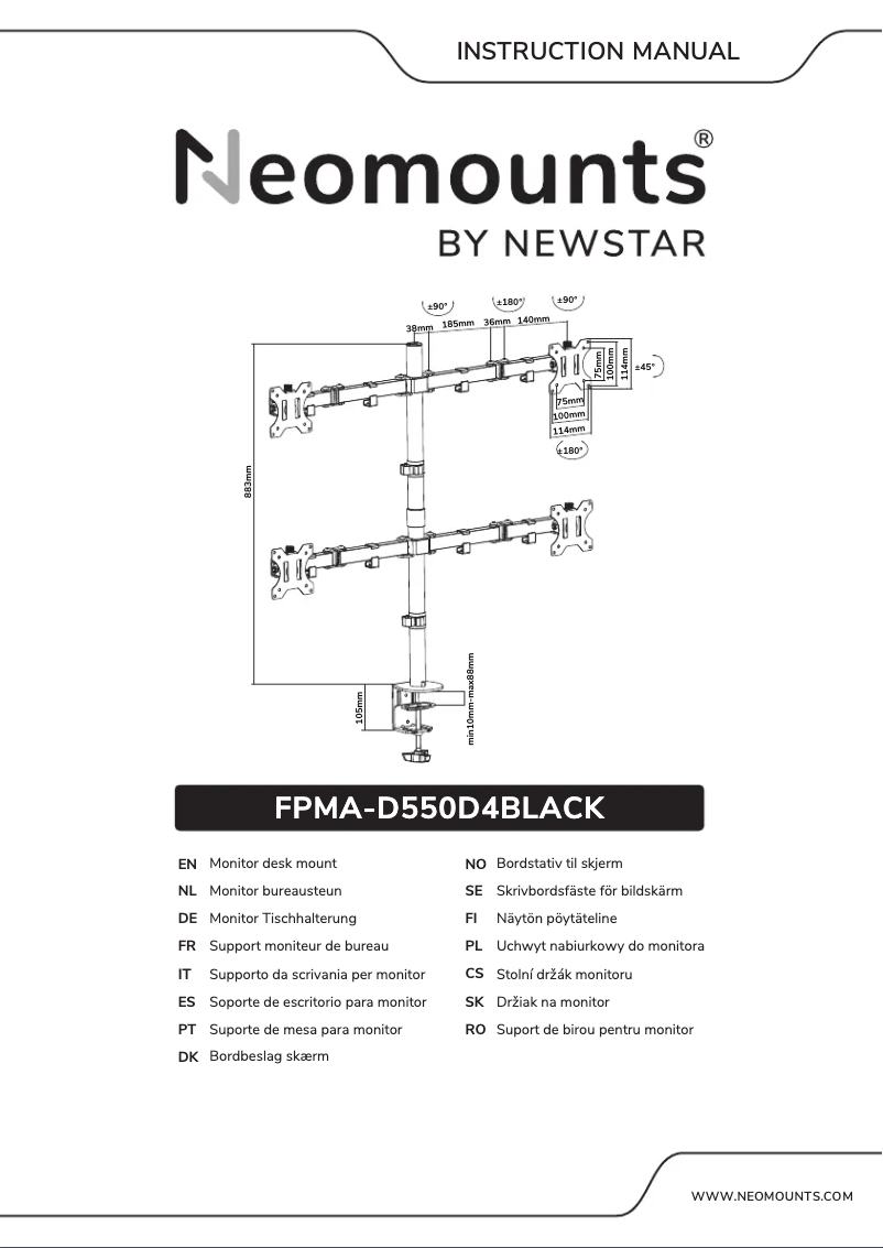 Page 1 de la notice Manuel utilisateur Newstar FPMA-D550D4BLACK