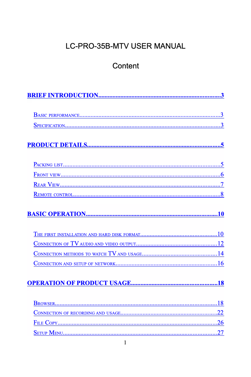 Page 1 de la notice Manuel utilisateur LC-Power LC-PRO-35B-MTV