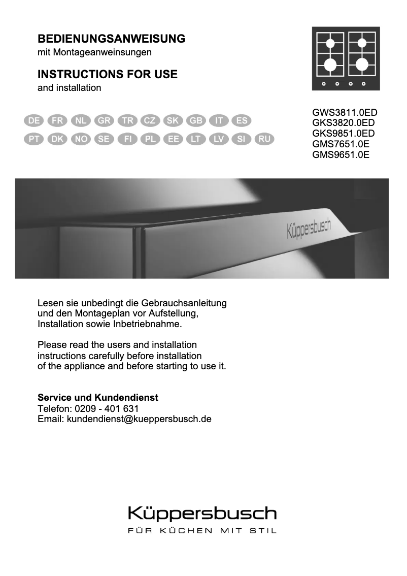 Page n°1 - Manuel utilisateur Küppersbusch GMS7651.0E