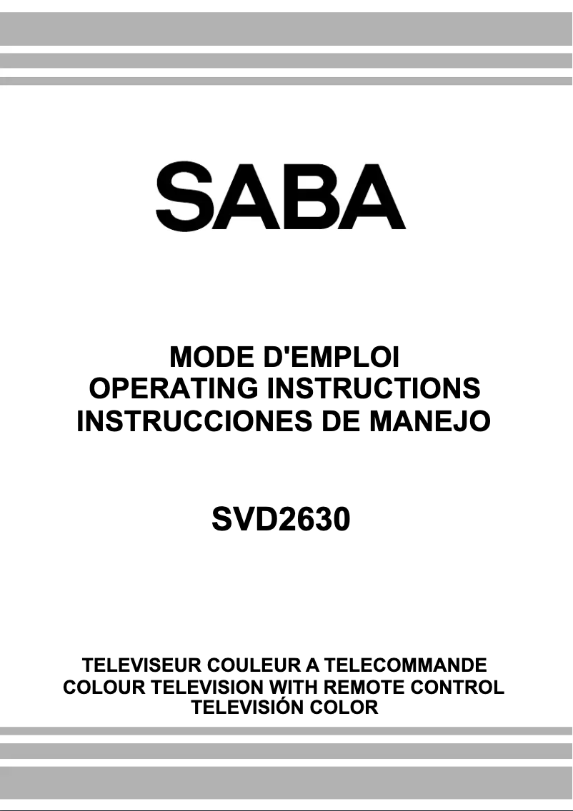Page 1 de la notice Manuel utilisateur Saba SVD2630