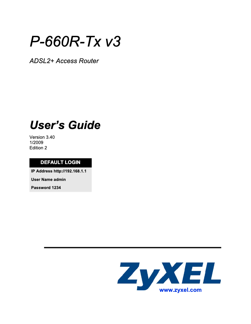 Page n°1 - Manuel utilisateur ZyXEL P-660R-I