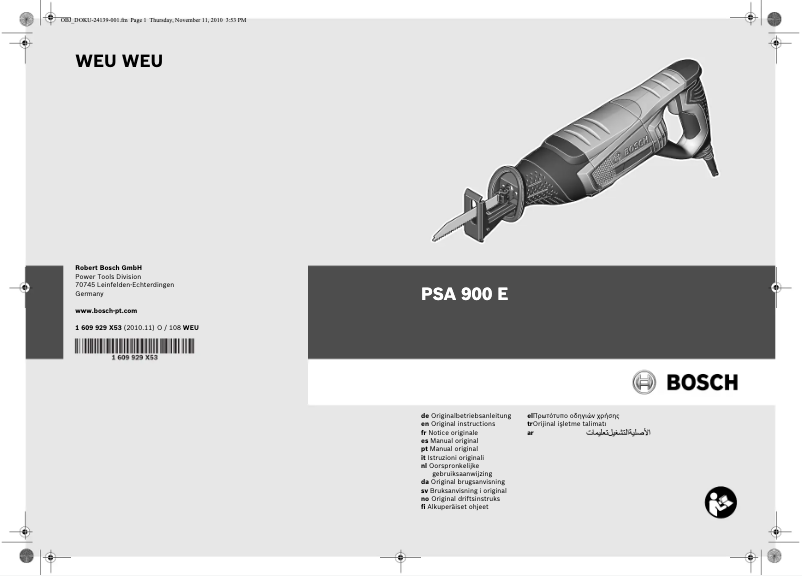 Image de la première page du manuel de l'appareil PSA 900 E