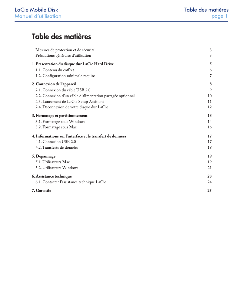 Image de la première page du manuel de l'appareil Mobile Disk